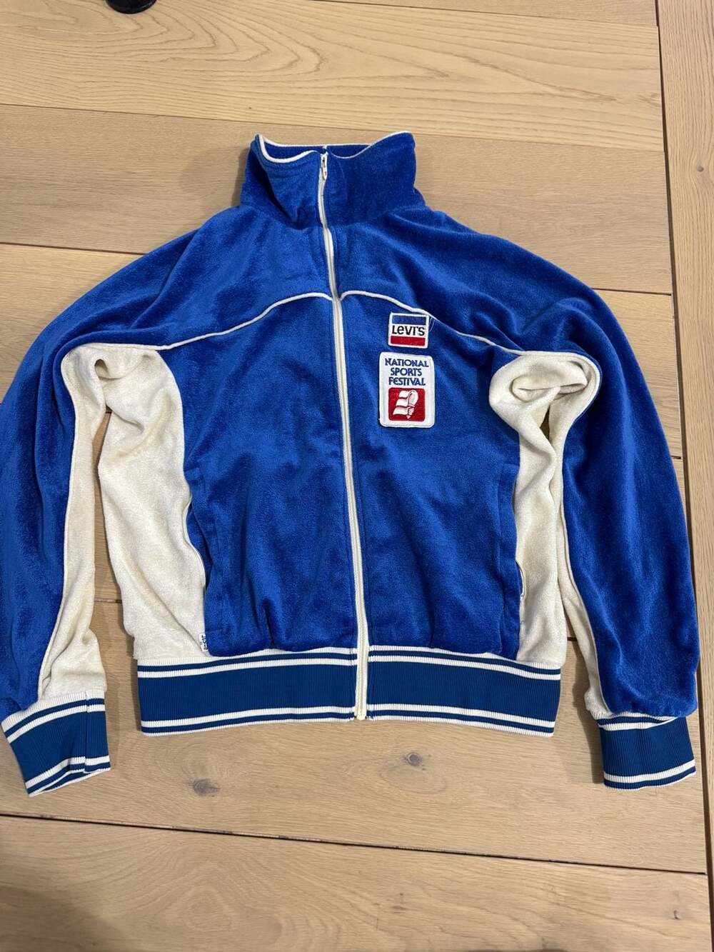 Vintage 1980s Levi's National Sports Festival USA Velour Track Jacket Size M
